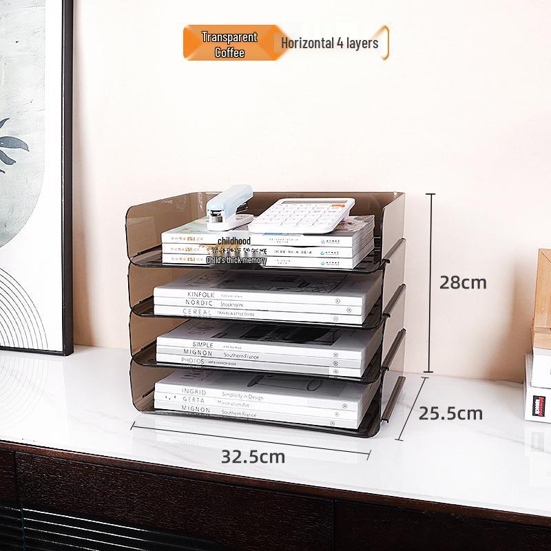 Acrylic Multi-Layer A4 Desktop Document Organizer - Transparent Stackable File Holder