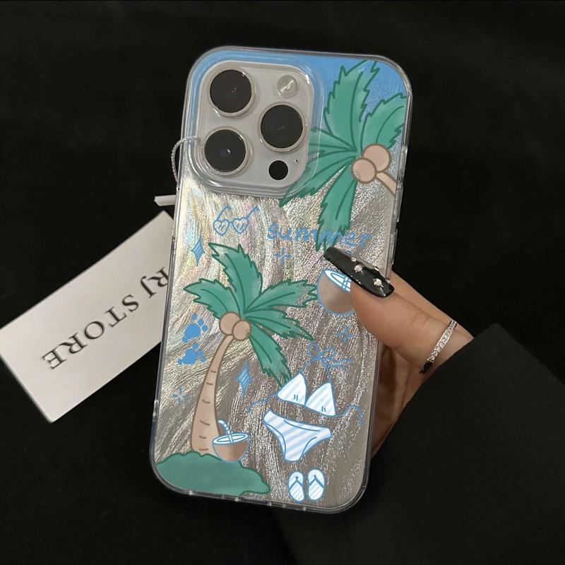 

Coconut Bikini Feather Pattern Case for iPhone 16/15 Pro Max, 14, and 13/12/11X iPhone 7 Plus/8 Plus