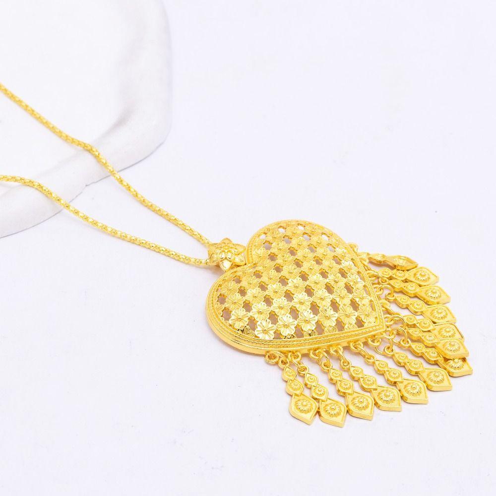 Thai Gold Plated Jewelry Set Ethnic Women Jewelry Suit Delicate Necklace Earrings Set  Party