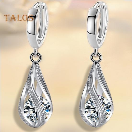 1 Pair Drop Dangle Earrings for Women Elegant Rotating Rhinestone Drop Dangle Hoops Sparkly Evening Dressy Earrings Bridal Jewelry Gift