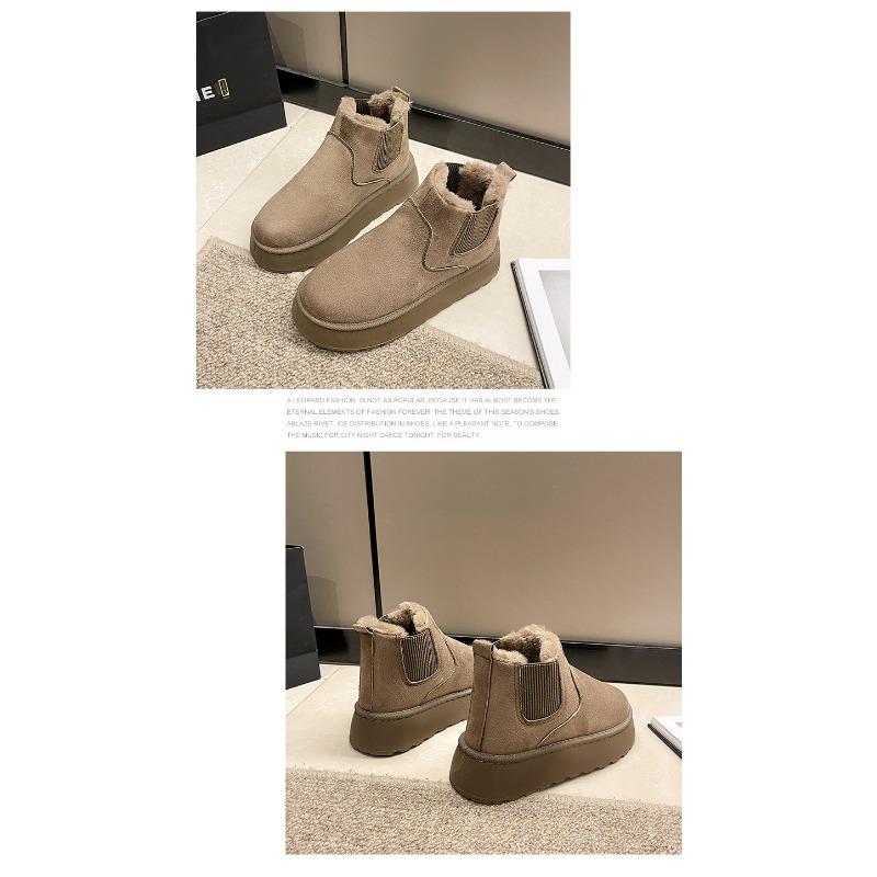 Women's Autumn and Winter New European and American Solid Color Large Size Cotton Shoes Sleeve Non-slip Warm-keeping Casual Pedal Snow Boots