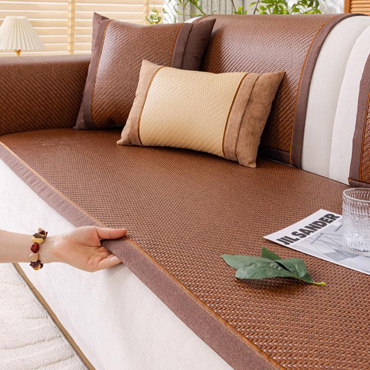 Sofa Cushion Summer Rattan Mat Backrest Towel New Summer Ice Silk Sofa Cover Non-slip Mat Seat Cushion Cool Cushion