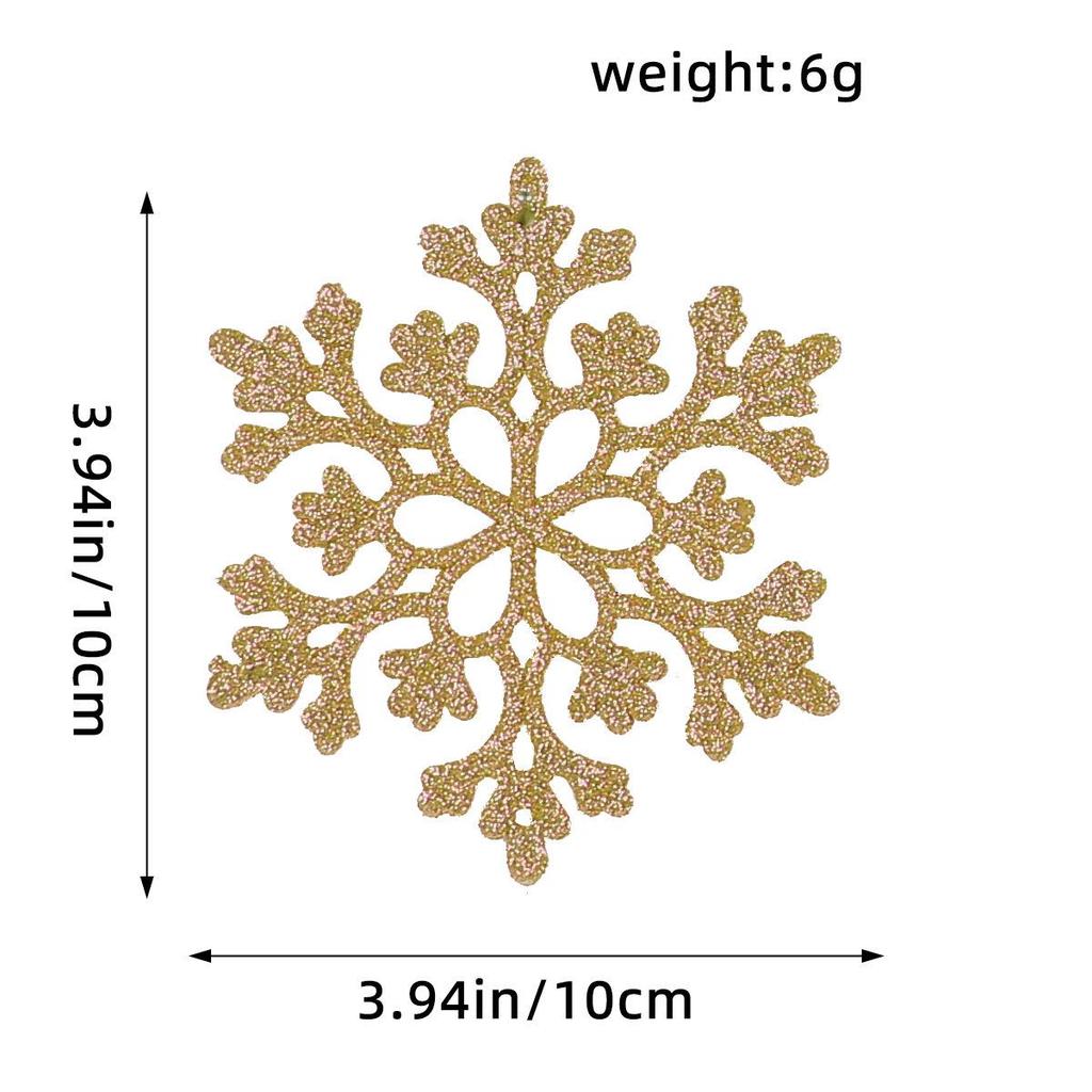 10CM Plastic Snowflake Christmas Tree Decorations - Hollow Powdered Snowflake Pendants