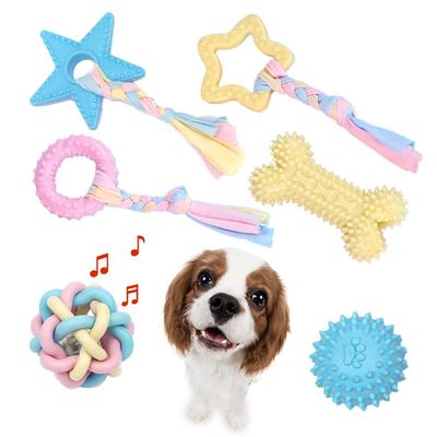 Dog Set of Chew Toys for Makes Cleans Dog Natural Suitable for Relieves Washable Toys, 6, Pets, Sounds, Teeth, Toys, Rubber, Puppies/Small Dogs,