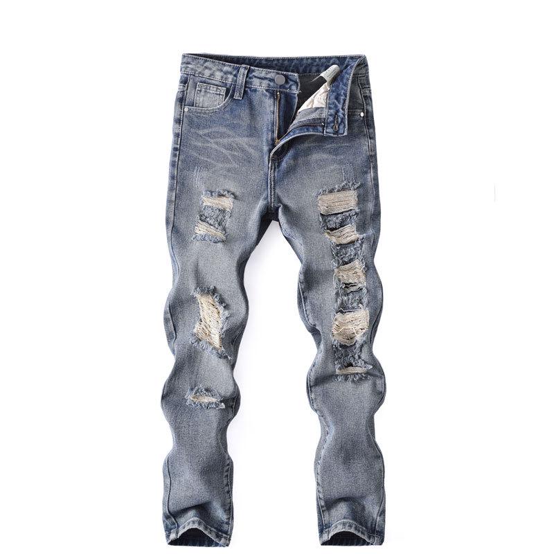 Trendy Korean Style Boys' Ripped Jeans - Casual Medium & Large Sizes for Spring & Autumn