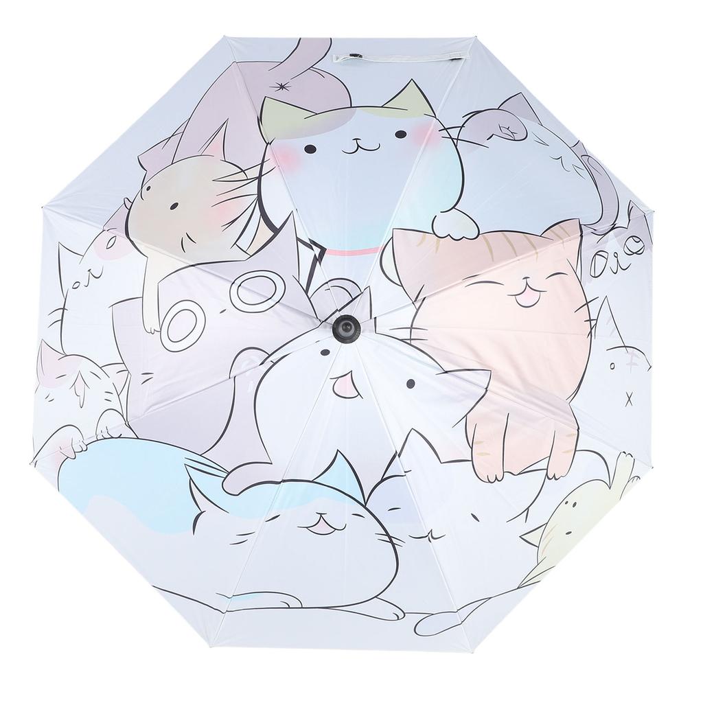 Fan Umbrella 8 Ribs Straight Handle Rechargeable Vinyl Pongee Fabric with Cooling Fan Sun Rain Umbrella for Outdoor