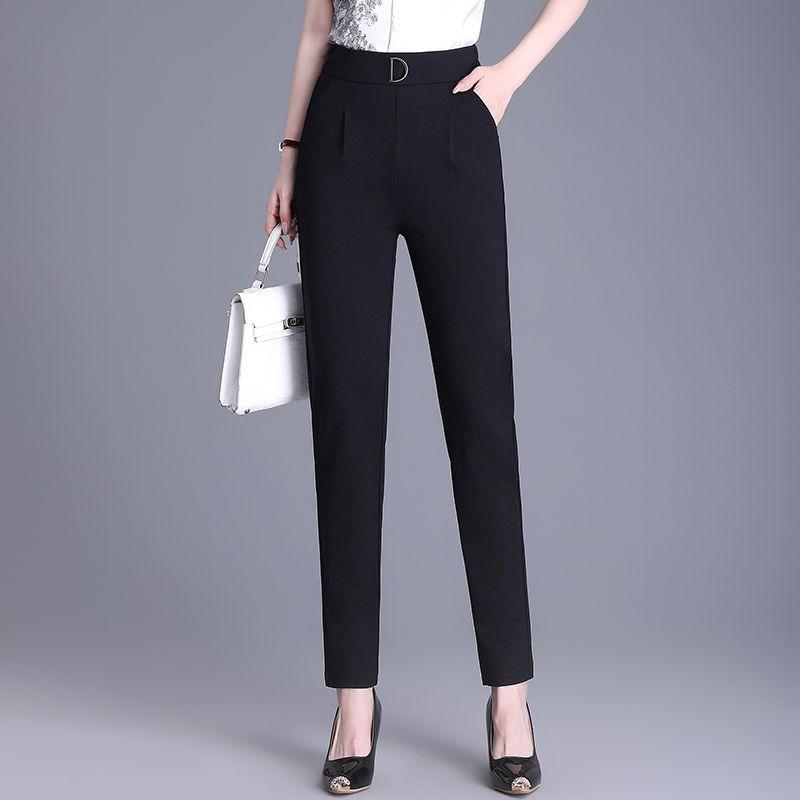 

Весна Лето Высокая посадка Эластичные Утягивающие Черные Универсальные Капри Брюки-шаровары для Женщин 2XL