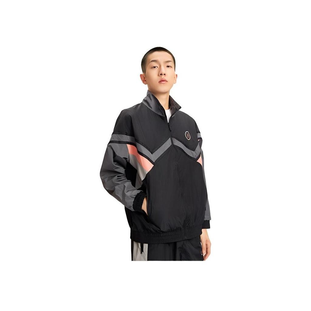Li Ning Wade Series Color Block Woven Loose Sports Jacket Men Jackets Black AJDR375-1