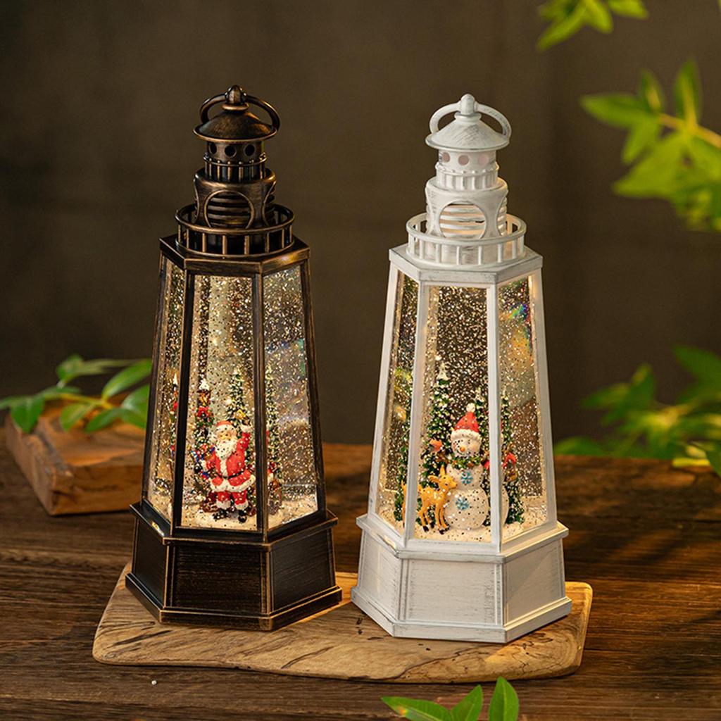 Christmas Snow Globe Lantern Christmas Figurine Music Box Singing Decorative