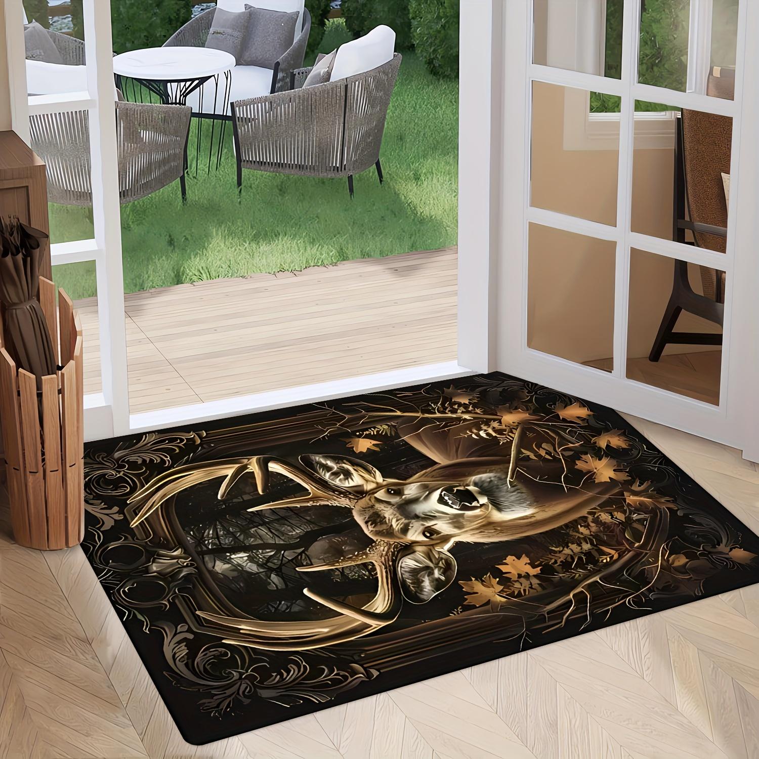 

Vintage Autumn Deer Print Non-Slip Area Rug, Soft Flannel Carpet for Living Room Bedroom Entryway Study Game Room Decor 40x60cm