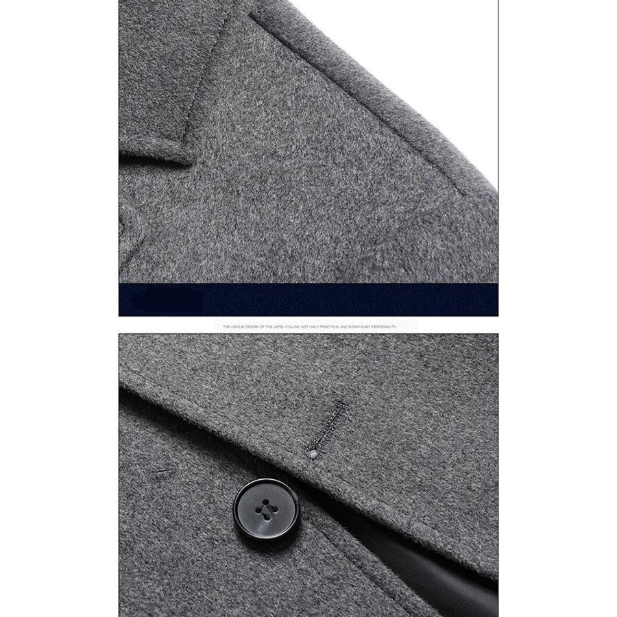 Herbst und Winter mittellanger Wollmantel Herren im britischen Stil verdickter Windjacke High-End-Kaschmir-Wollmantel