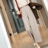 Herringbone Belt High Waist Straight Wide-leg Pants for Women
