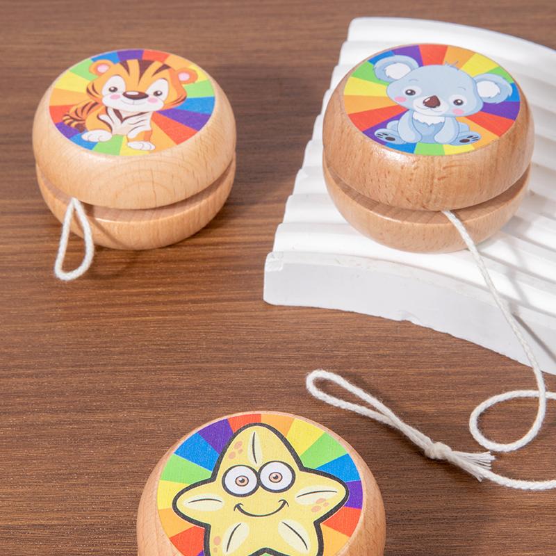 Multiple Children's Wooden Yo-yo Cartoon Animal Spinning Wooden Yoyo Ball Boys and Girls Educational Toy