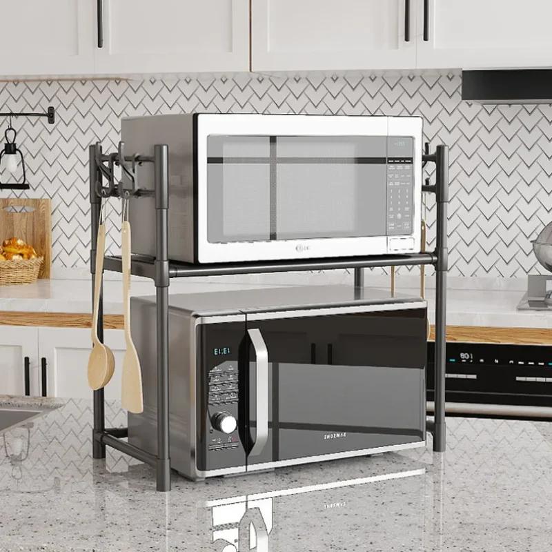 2/3-Tier Metal Kitchen Rack Countertop Microwave Spice Organizer Heavy-Duty Standing Shelf for Dishes/Pots/Pans On Sale