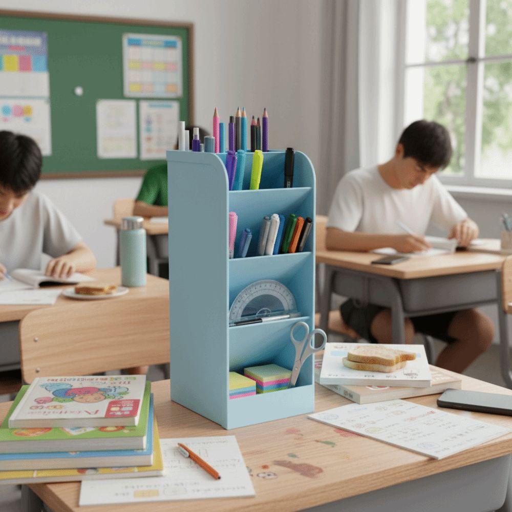Plastic Material Plastic Pen Holder Oblique Insertion Type Desktop Organizer  Students
