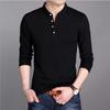 Men's Slim Fit Korean Style Stand-Up Collar Long Sleeve T-Shirt, Solid Color Spring Fashion