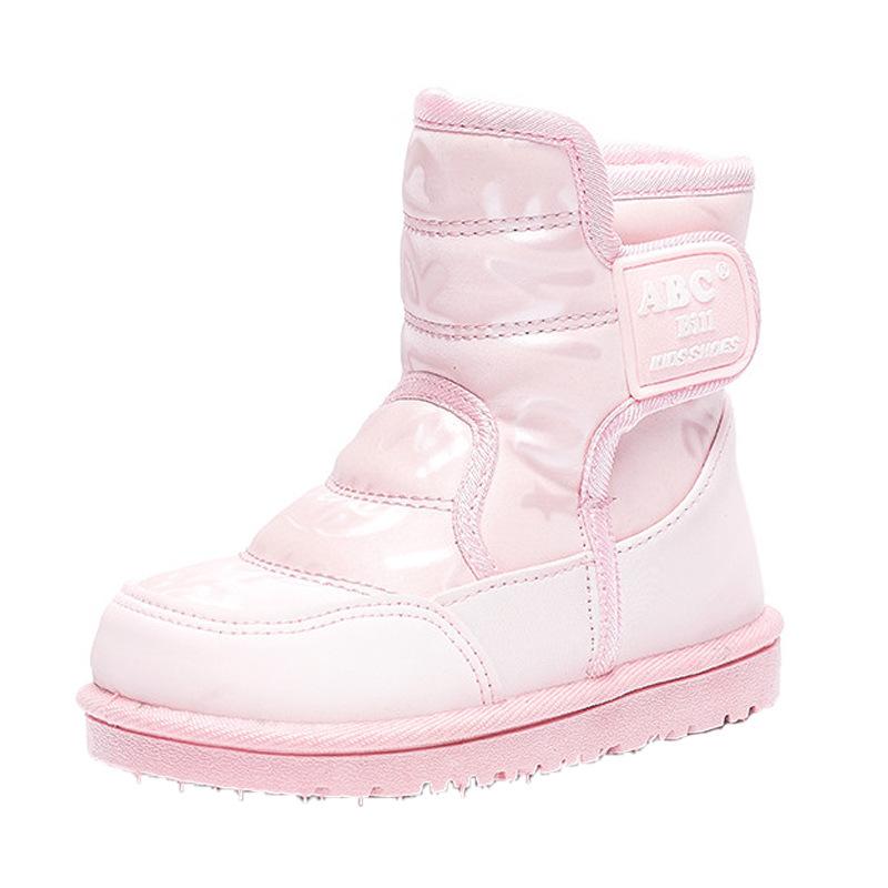 Winter New Design Girls Boys Kids Snow Boots High-Top Cotton Shoes Waterproof Warm Plush Lined Outdoor Sports Skiing Shoes