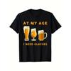 Funny Beer Glasses Graphic Tee For Men Humorous Drinking Humor Crew Neck T-Shirt
