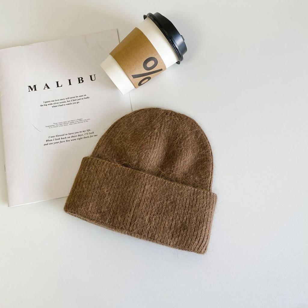 Korean Style Thickened Knit Hats for Women, Ear Protection, Large Fit, Face-Slimming, Warm, In Stock