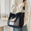 Zipper Transparent Pocket Handbag Large Capacity Canvas Shoulder Bag Portable Itabag  Men