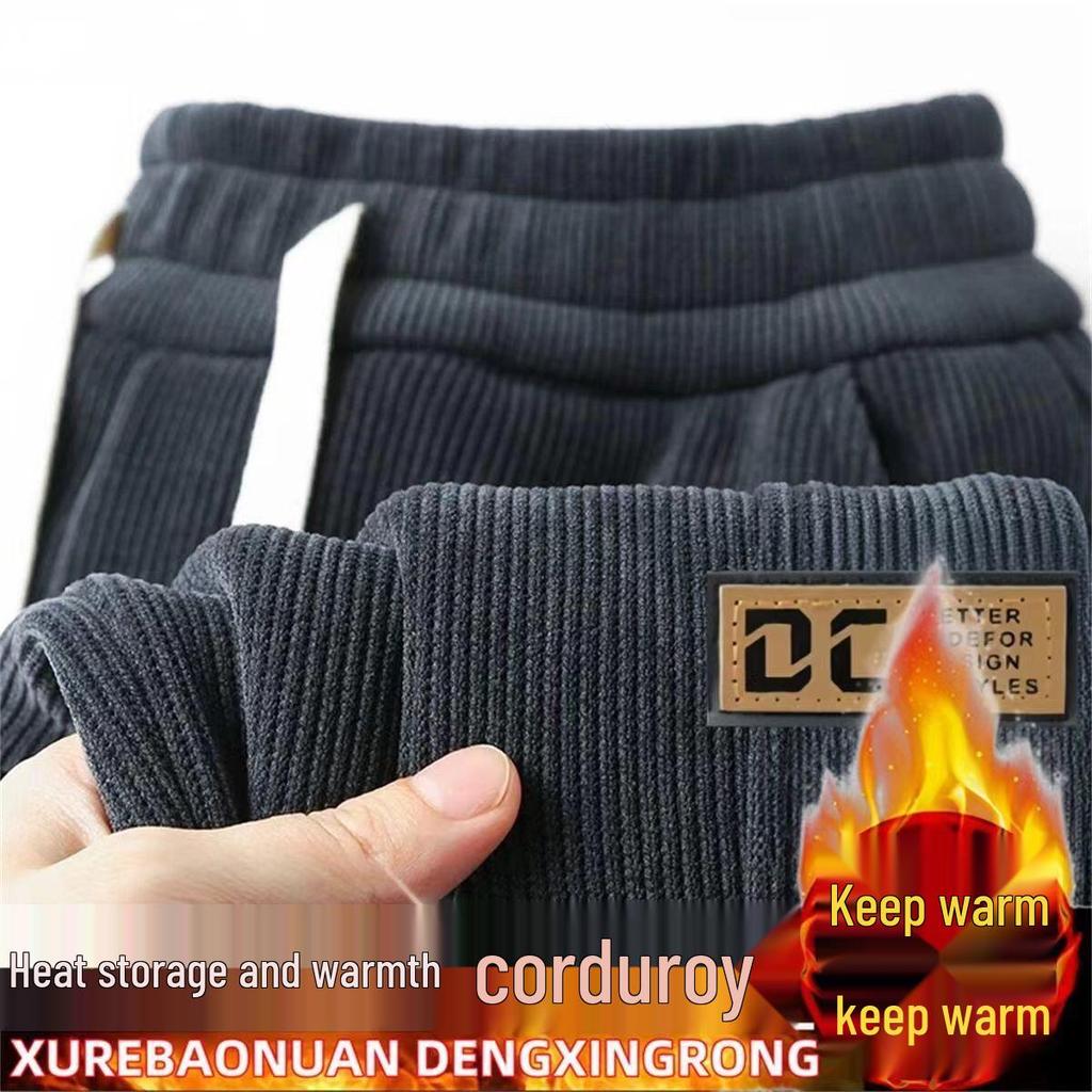 Pánské manšestrové jogger kalhoty: Jarní/Podzimní Ležérní Tepláky ve Velurovém Stylu