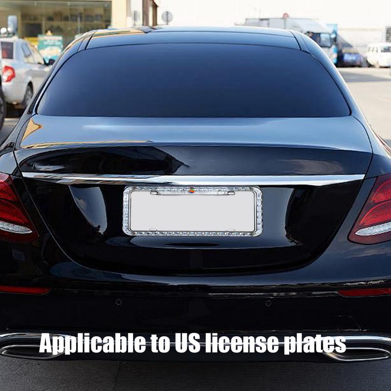 Stylish License Frame Holder 12V LED Light License Plate Frame Universal Motorcycle License Plate Frame Vehicle Accessories