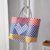 New Large-capacity Shoulder Vegetable Basket Hand-woven Colored Love Bag Handbag