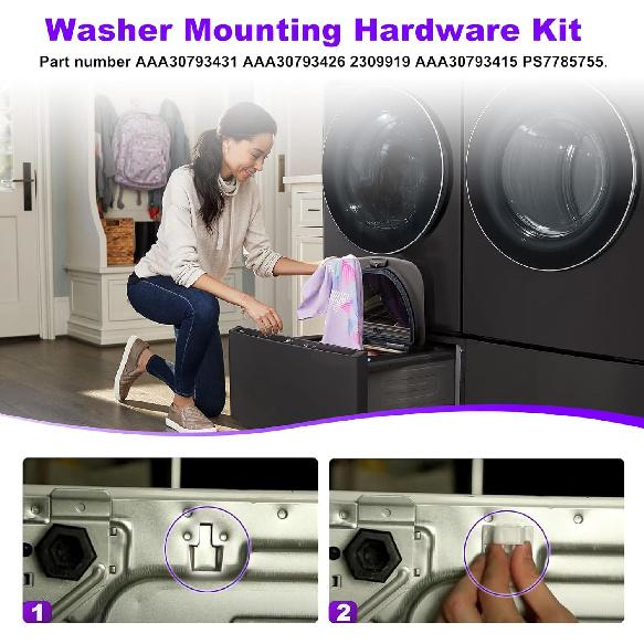 AAA30793431 Комплект крепежа для стиральной машины Замена крепежной сборки пьедестала стиральной машины/сушилки LG AAA30793426 2309919 AAA30793415 PS7785755 -(4Pack)