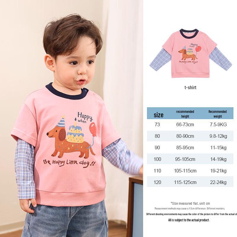 LUSON Boys' Skin-Friendly Faux Two-Piece Long Sleeve T-Shirt