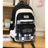Schoolbag Korean Version Contrasting Color Plaid Backpack Female Student Schoolbag Large Capacity Lightweight Casual Backpack High Value Trend 