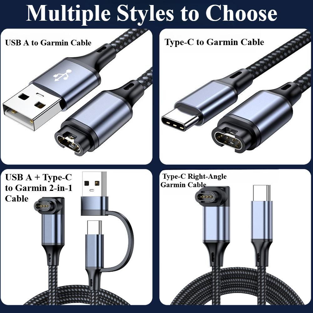 USB Type-C 2 in 1 Charging Cable for Garmin Watch