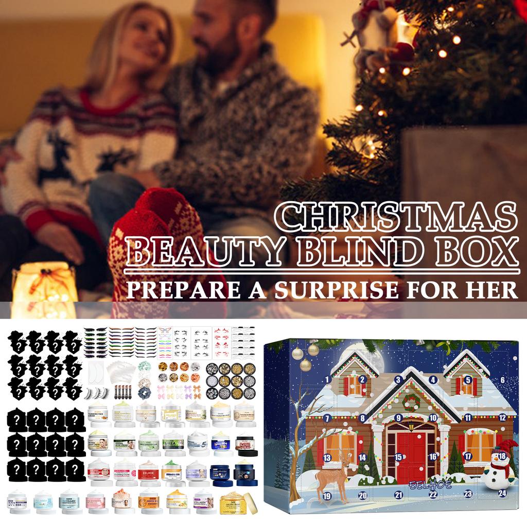 EELHOE Weihnachtscreme Blind Box, Hautschönheit Hydratisierend Feuchtigkeitsspendend Feuchtigkeitsspendend Hautschönheit 24 Gitter Hautpflegeprodukt Blind Box