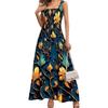 Women's Sleeveless Square Collar Printed Elegant Long Vest Dress