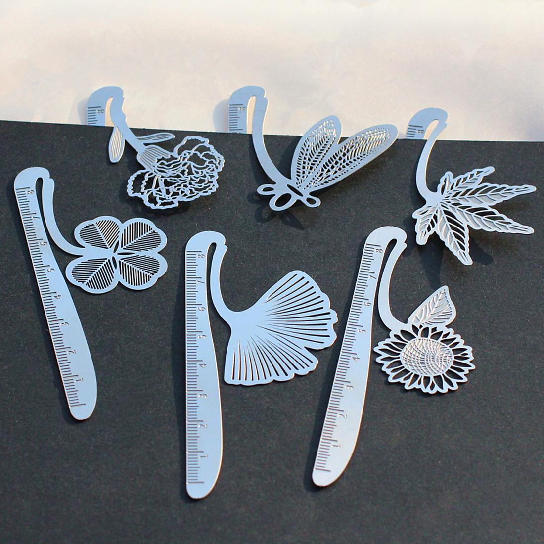 Korean Style Stainless Steel Bookmark Ruler - 10 Exquisite Designs ярко-розовый