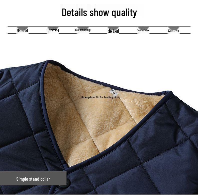Men's Thickened Velvet-Lined Cotton Jacket for Cold Protection - Winter Warmth, Middle-Aged & Elderly Dad's Style
