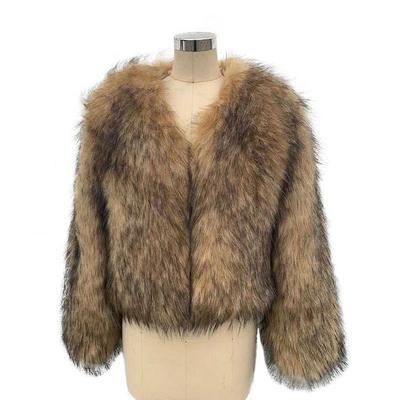 Herbst und Winter neue Mode Mantel Damen lässiger langärmliger Imitationswaschbärfellmantel