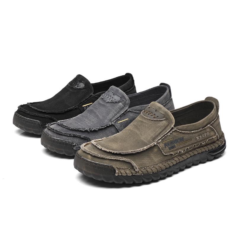 Men's Slip-On Soft Sole Breathable Shoes, Large Size, Spring/Autumn Style, Old Beijing Cloth, Beef Tendon Sole, Dad Driving Shoes