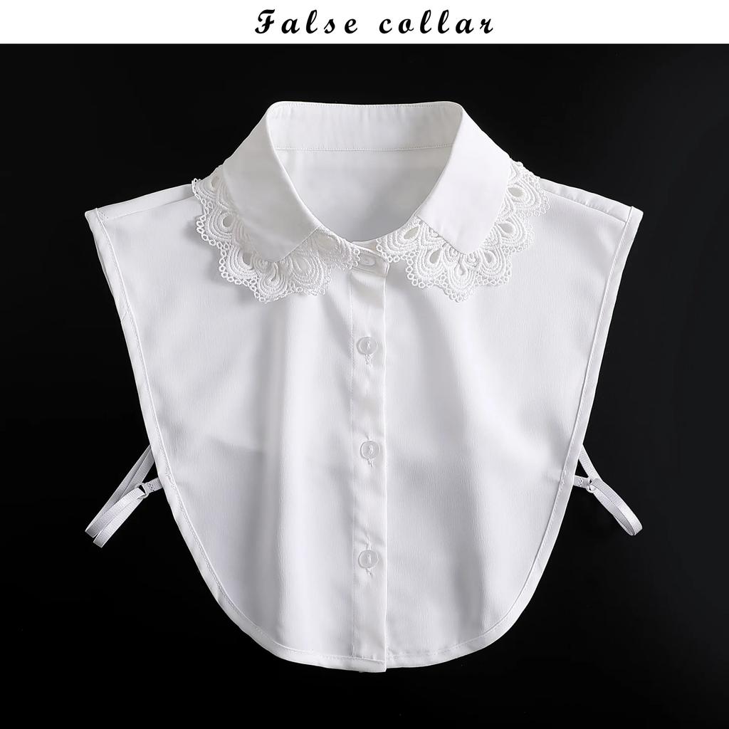 Fashion Women's Embroidery Shirt Fake Collar Removable Mujer Faux Cols White Sweater False Collar Lapel Shirt Blouse Detachable
