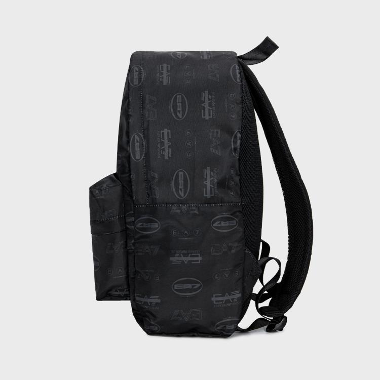 Emporio Armani All Over Logo Casual Fabric Backpack Unisex Backpack Black 7X000001-AF10465-FC213