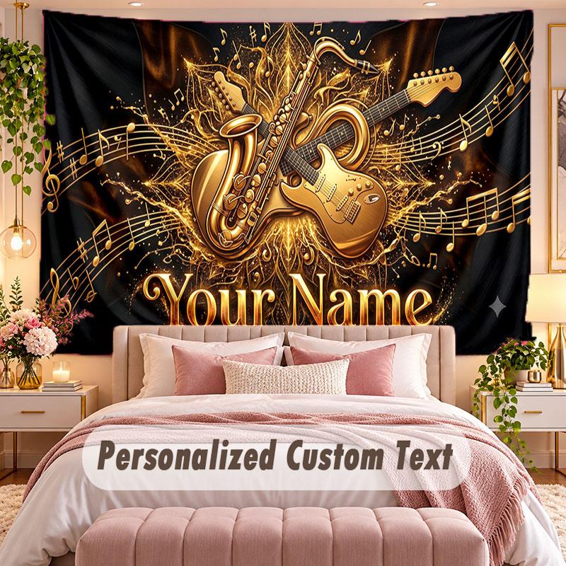 Music General (59) Theme Wall Tapestry Customized With Name Text Personalized Hanging Tapestry For Bedroom Living Room Decor