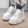 Fashion 10CM Cow Suede Genuine Leather Platform Wedge Skate Boarding High Brand Heels Casual Women Vulcanized Shoes Summer Shoes