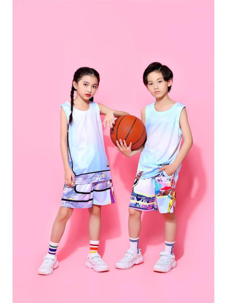Ultra-Fast Summer Basketball Jersey Set for Girls - Sports Training Uniform for Primary and Middle School Students
