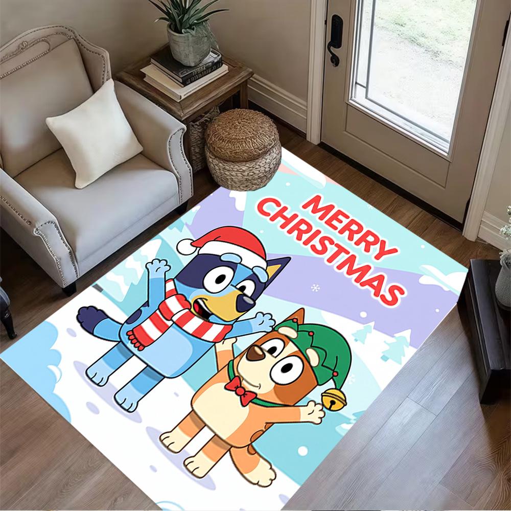 Bluey Friends Adventure Area Rug Perfect for Dormitory Foyer Study room Game Room Anti-slip Rug Anime Office Decor Perfect Birthday/Christmas Gift Ide