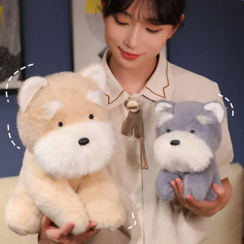 Plush Puppy Schnauzer Simulation Animals Doll Birthday Gift Bedroom Toy Pillow