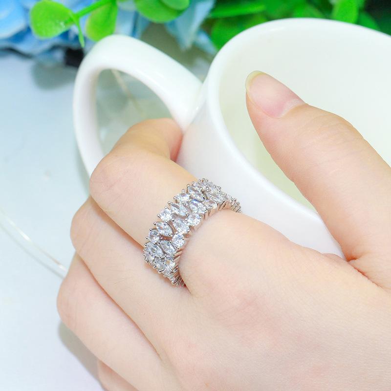 Accessories Women'S Ring Real Gold Electroplating Full Diamond Zircon Wedding Ring Spot Supply