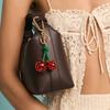 Zinc Zinc Alloy Fruit Keychain Inlaid Metal Nails Bag Charm Bag Accessories Cherry Pendant  Girls