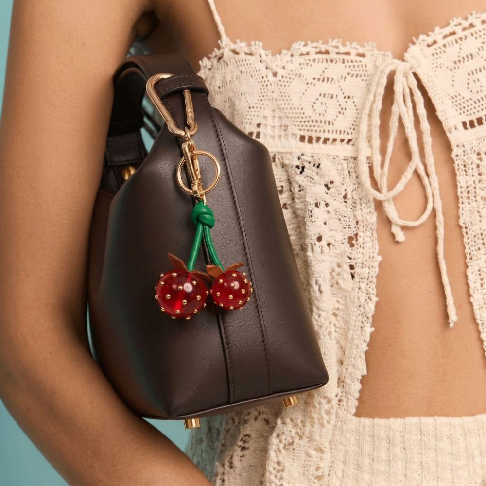 Zinc Zinc Alloy Fruit Keychain Inlaid Metal Nails Bag Charm Bag Accessories Cherry Pendant Girls