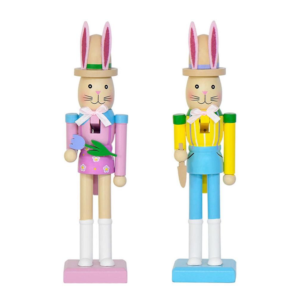 Wooden Easter Rabbit Nuts Figurine Ornament Festival Decoration for Tabletop Display and Holiday Party Decorations