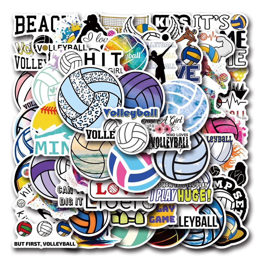 55 Volleyball Cartoon Stickers: DIY Decoration for Suitcases & Water Bottles