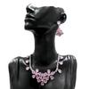 Zircon Flower Stud Earrings Necklace Two-Piece Set Light Luxury High-End Temperament Collarbone Chain Jewelry Women